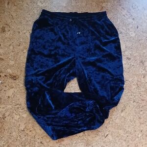 NY Collection Women's Crushed Blue Velvet Cargo Joggers Size L